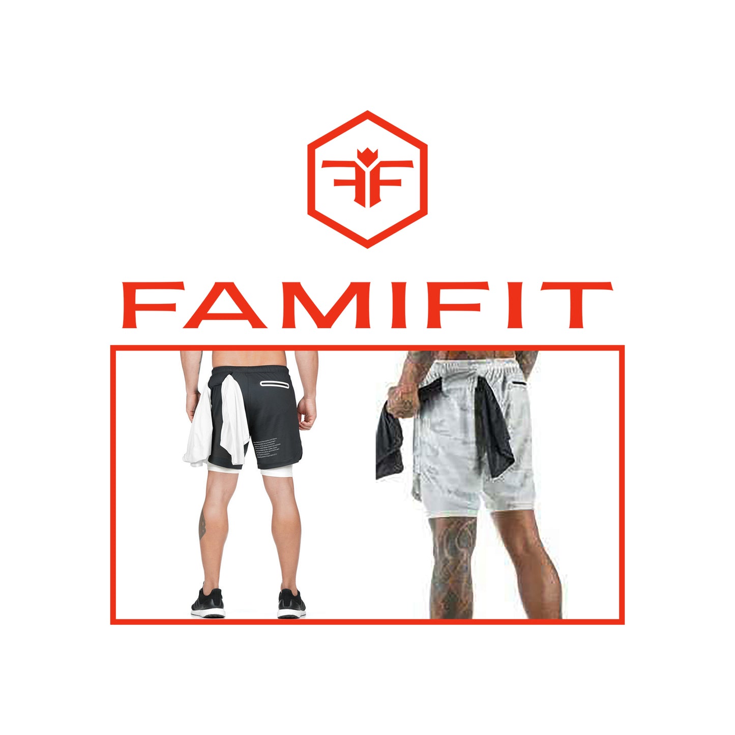 Layered shorts - with towel Loop - White camaflaug