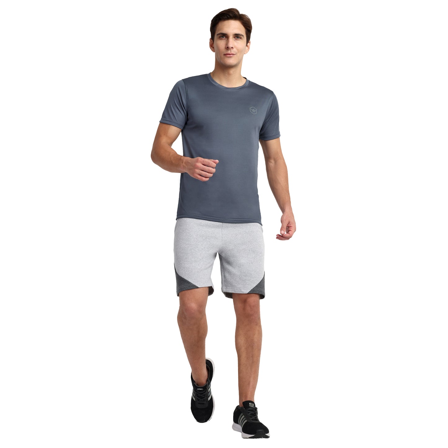 Men's Round Neck Polyester T-Shirt for Gym and Sports