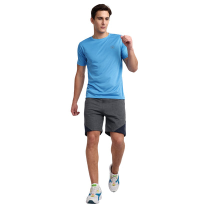 Men's Round Neck Polyester T-Shirt for Gym and Sports