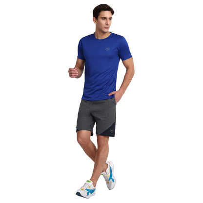 Famifit Round Neck Polyester Tshirts for men - Gym wear, sports and other activities - navey Blue