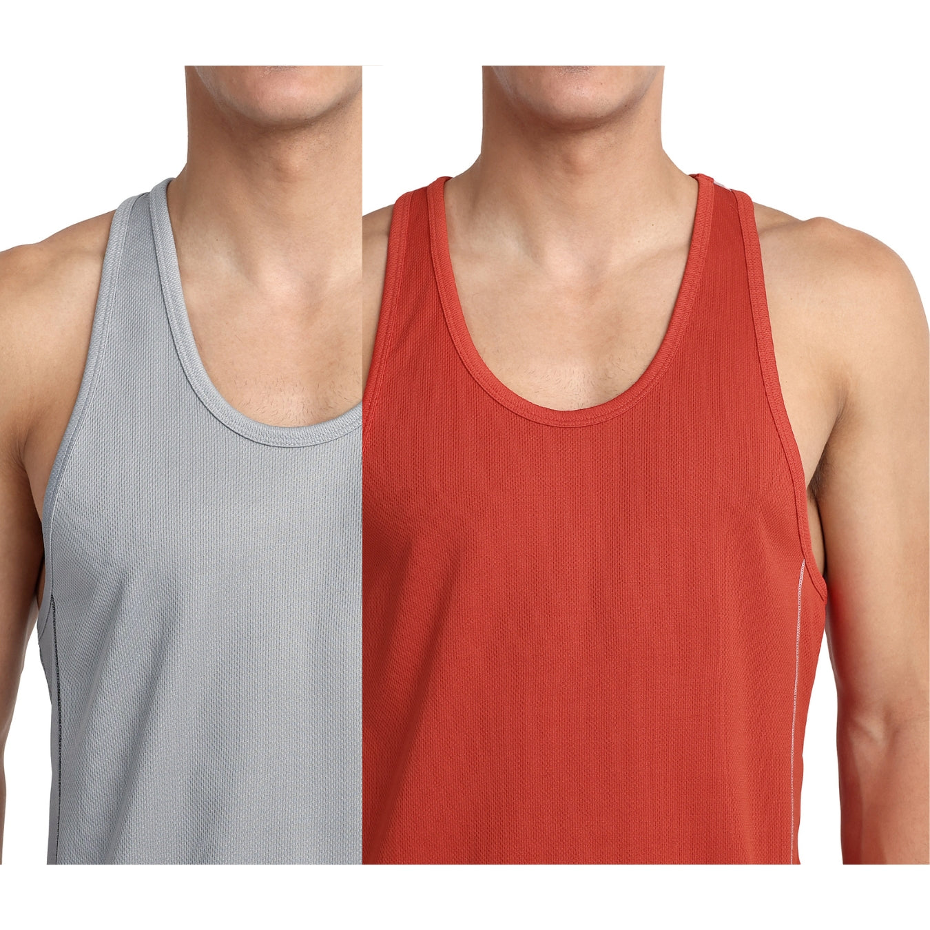 Men's Gym Tank Top with Y-Back Cut – Red & Grey