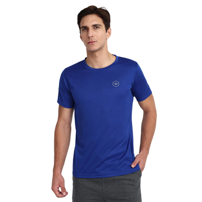 Famifit Round Neck Polyester Tshirts for men - Gym wear, sports and other activities - navey Blue