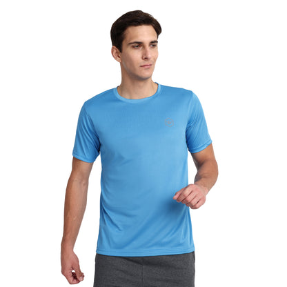 Men's Round Neck Polyester T-Shirt for Gym and Sports