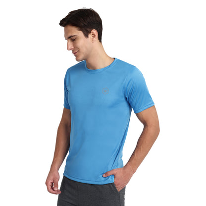 Men's Round Neck Polyester T-Shirt for Gym and Sports