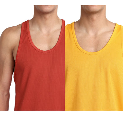 Men's Gym Tank Top with Y-Back Cut – Red & Grey