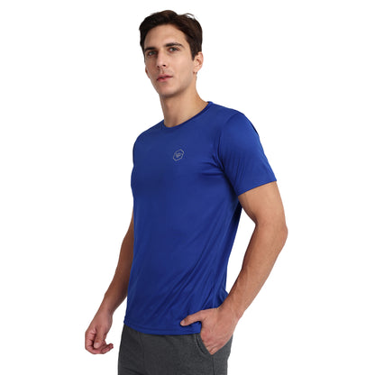 Famifit Round Neck Polyester Tshirts for men - Gym wear, sports and other activities - navey Blue