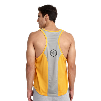 Famift Tank Top, Gym vest, sports wear, Back Y cut - yellow