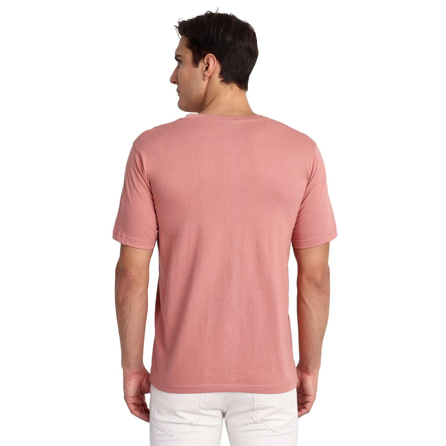 Famifit V Neck cotton Tshirts for men - Gym wear, sports and other activities - Peach