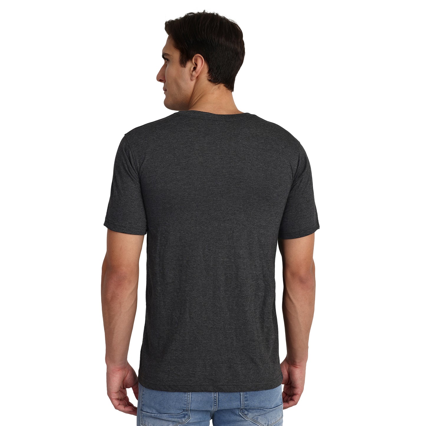 Famifit V Neck cotton Tshirts for men - Gym wear, sports and other activities - Black grey