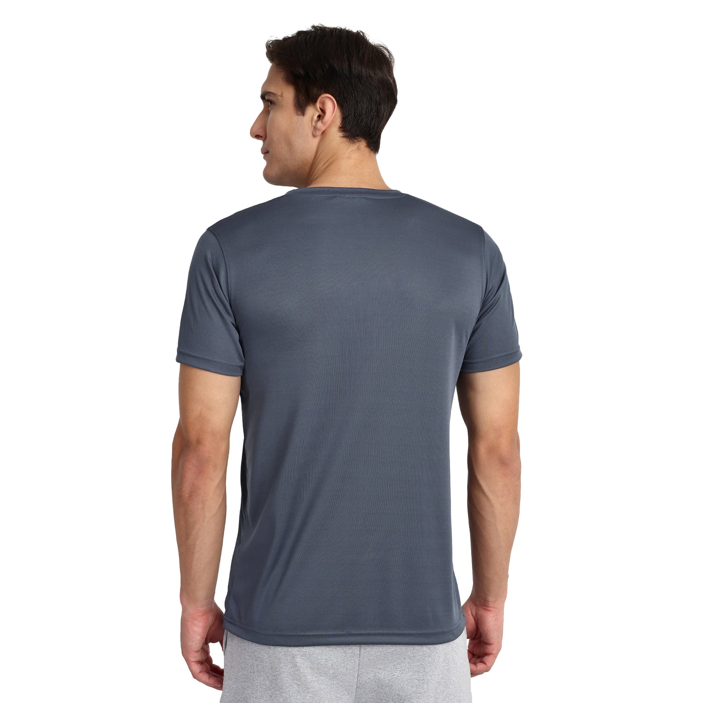 Men's Round Neck Polyester T-Shirt for Gym and Sports