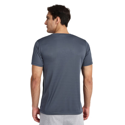 Men's Round Neck Polyester T-Shirt for Gym and Sports