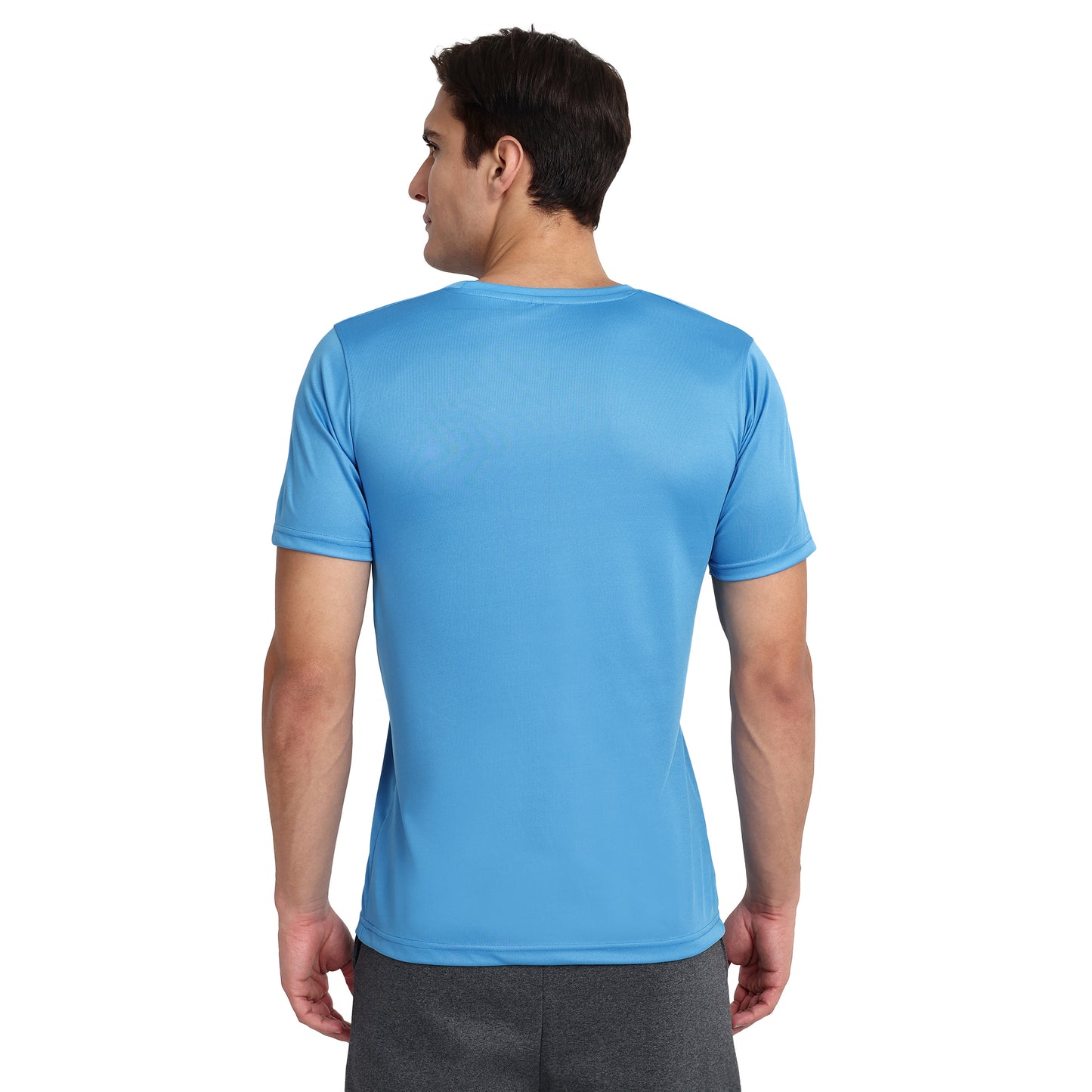 Men's Round Neck Polyester T-Shirt for Gym and Sports