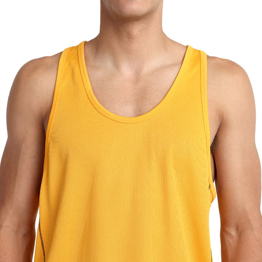 Famift Tank Top, Gym vest, sports wear, Back Y cut - yellow