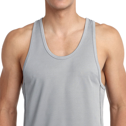 Famift Tank Top, Gym vest, sports wear, Back Y cut - Grey