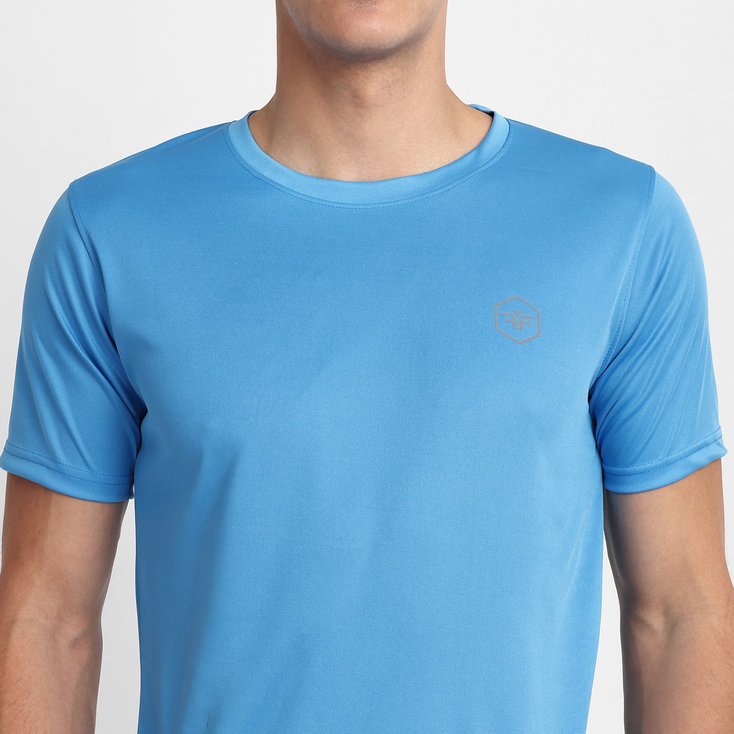 Men's Round Neck Polyester T-Shirt for Gym and Sports