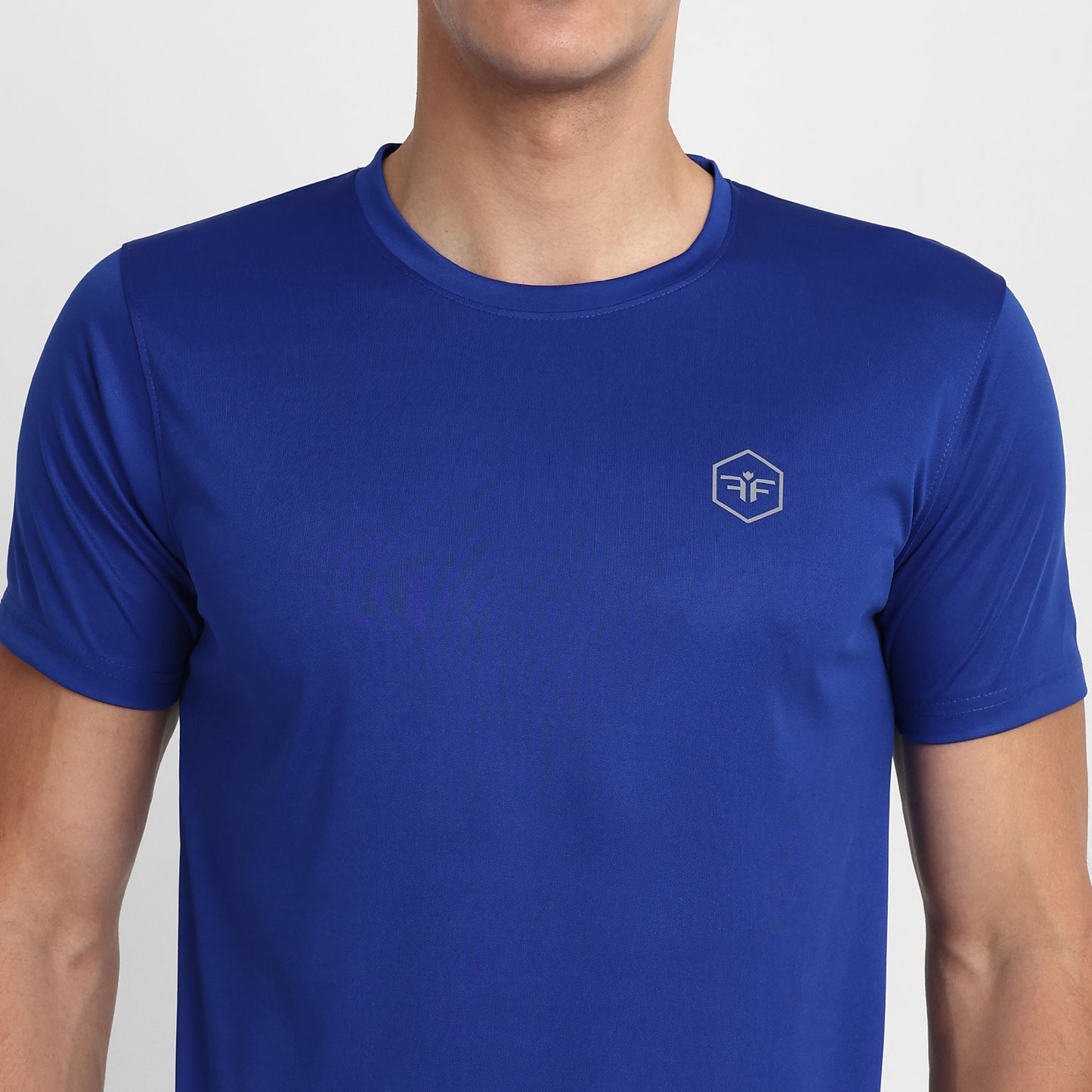 Famifit Round Neck Polyester Tshirts for men - Gym wear, sports and other activities - navey Blue