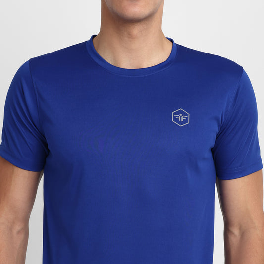 Famifit Round Neck Polyester Tshirts for men - Gym wear, sports and other activities - navey Blue