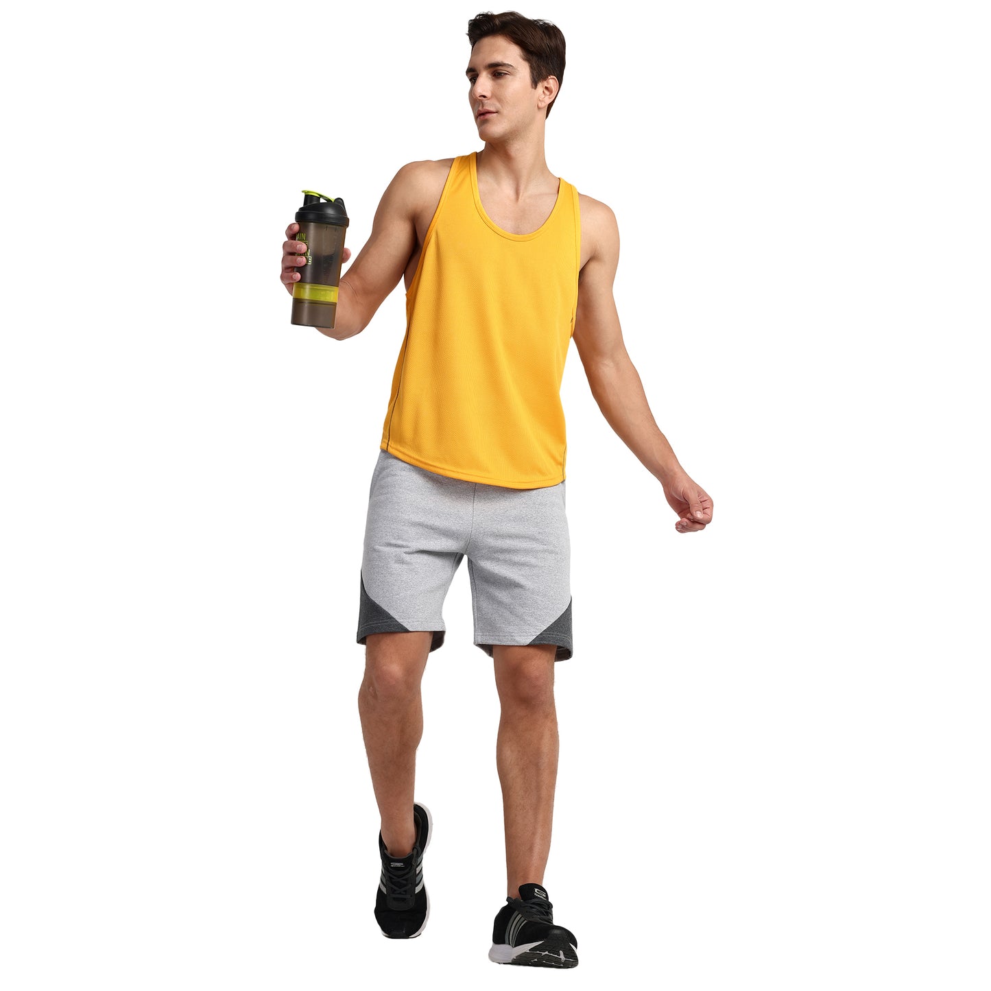 Famift Tank Top, Gym vest, sports wear, Back Y cut - yellow
