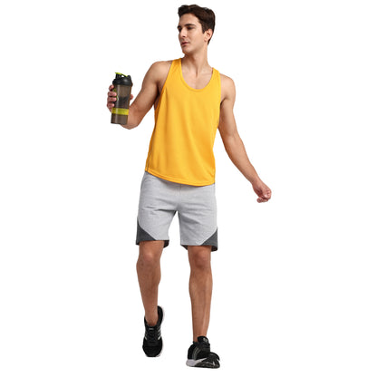 Famift Tank Top, Gym vest, sports wear, Back Y cut - yellow