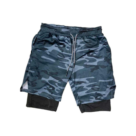 Layered shorts - with towel Loop - Black camaflaug