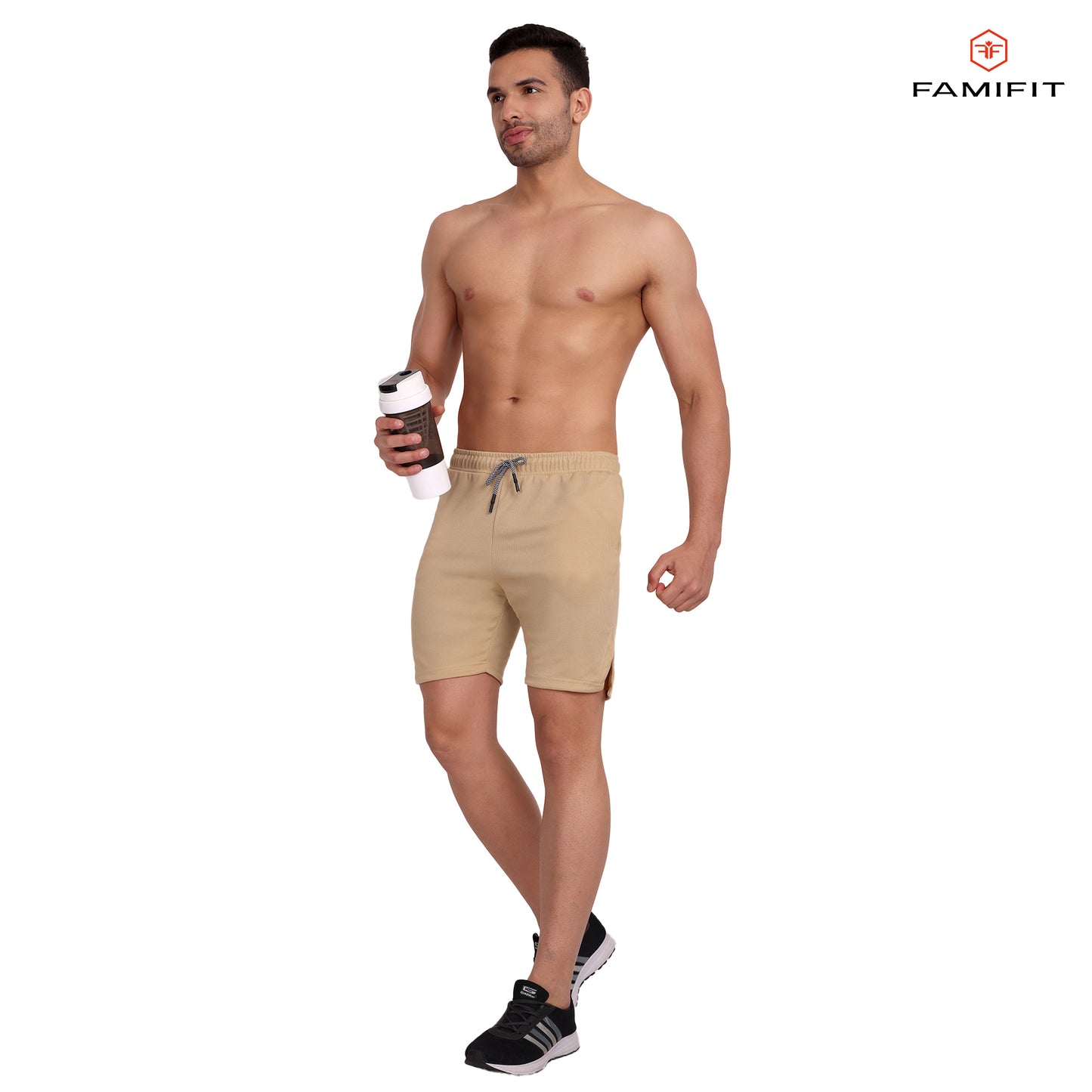 2 in 1 Layered shorts - with side zip and inner pocket - Cream