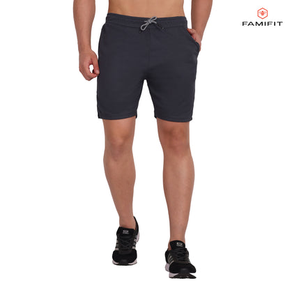 2 in 1 Layered shorts - with side zip and inner pocket - Dark Grey