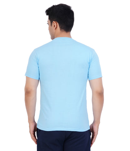 Men's Round Neck Polyester T-Shirt for Gym and Sports