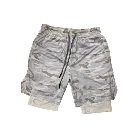 Layered shorts - with towel Loop - White camaflaug