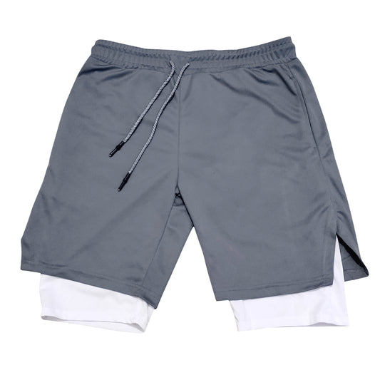 Layered shorts - with towel Loop - Grey