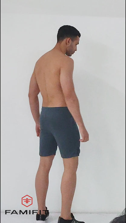 2 in 1 Layered shorts - with side zip and inner pocket - Navy Blue