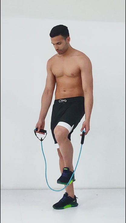 2 in 1 Layered shorts - with towel Loop and back zip - Bold Black