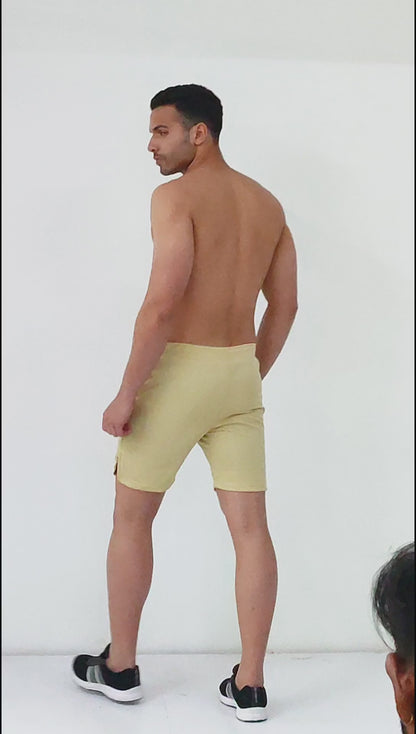 2 in 1 Layered shorts - with side zip and inner pocket - Cream