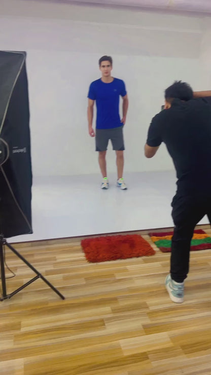 Famifit Round Neck Polyester Tshirts for men - Gym wear, sports and other activities - navey Blue