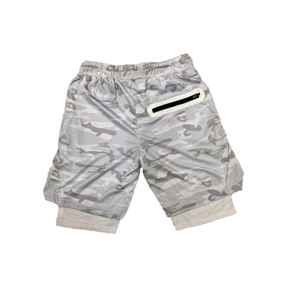 Layered shorts - with towel Loop - White camaflaug